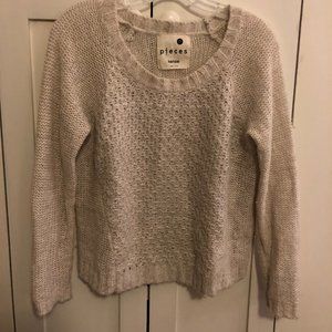 Pieces by Kensie pale gray w/silver lurex threads sweater